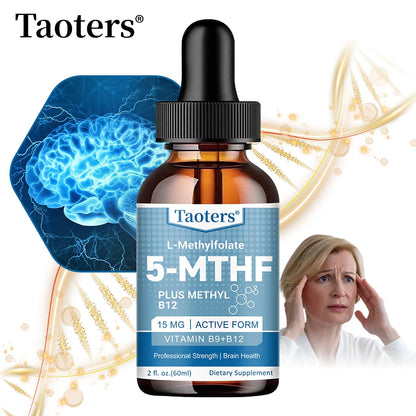 L Methylfolate plus Methyl B12 Cofactor Liquid Drops - Metabolically Active 5-MTHF Form, Supports Mood, Methylation, Cognition